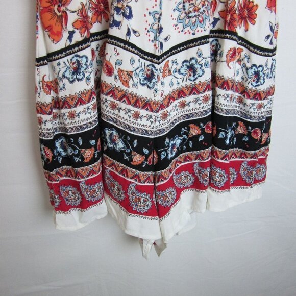 Francesca's Blue Rain Red Floral V Neck Romper XXS NEW - Picture 2 of 8